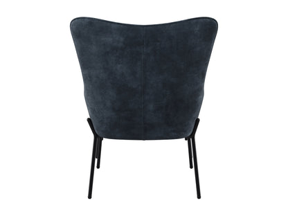 Velvet accent chair with matching ottoman in dark teal, featuring plush upholstery, sleek gold metal legs, and a modern design perfect for living rooms or reading nooks.