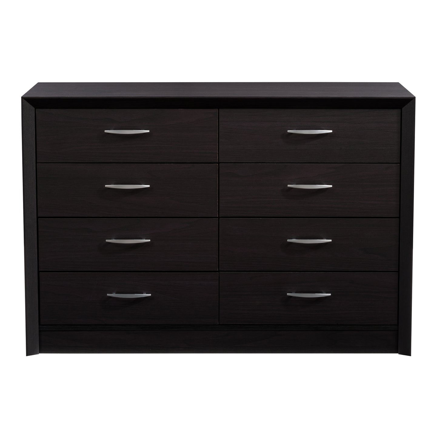 Wide Black Dresser with 8 Interlocking Drawers