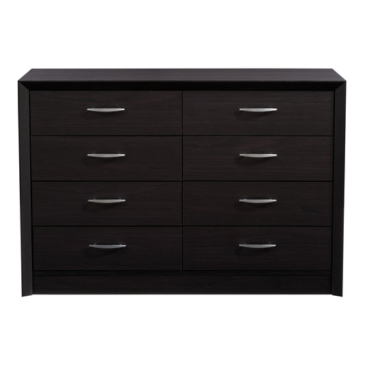 Wide Black Dresser with 8 Interlocking Drawers