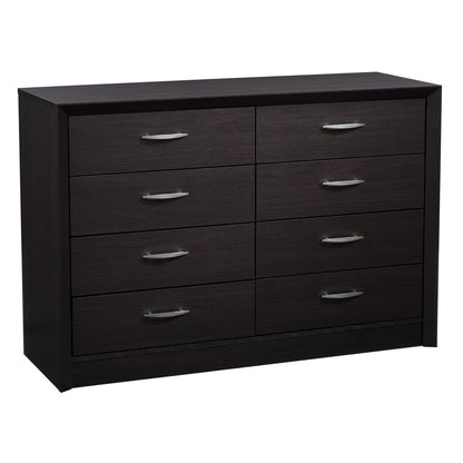 Wide Black Dresser with 8 Interlocking Drawers