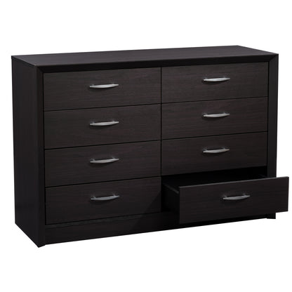 Wide Black Dresser with 8 Interlocking Drawers