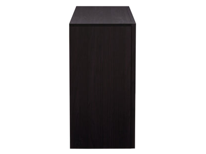 Black 8 drawer dresser with sleek modern design, matte black finish, metal handles, and ample storage space. Ideal for contemporary bedrooms and living spaces. Durable wood construction with smooth drawer operation.