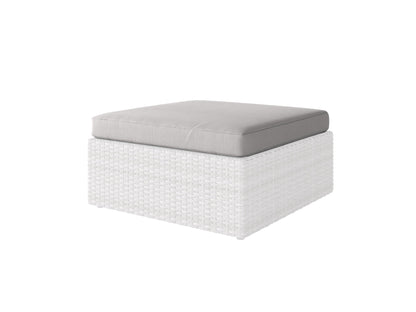 Gray patio replacement ottoman cushion with tufted design, durable fabric, and water-resistant material, perfect for outdoor furniture.