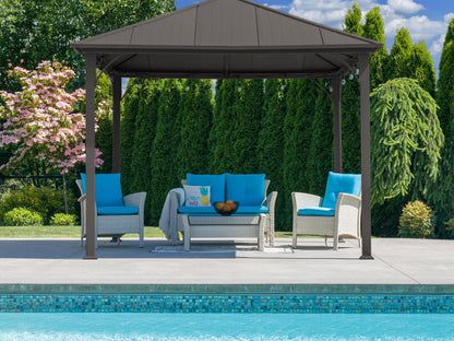 4 piece wicker patio set with turquoise cushions, featuring a loveseat, two armchairs, and a glass-top coffee table, perfect for outdoor relaxation and stylish patio decor.