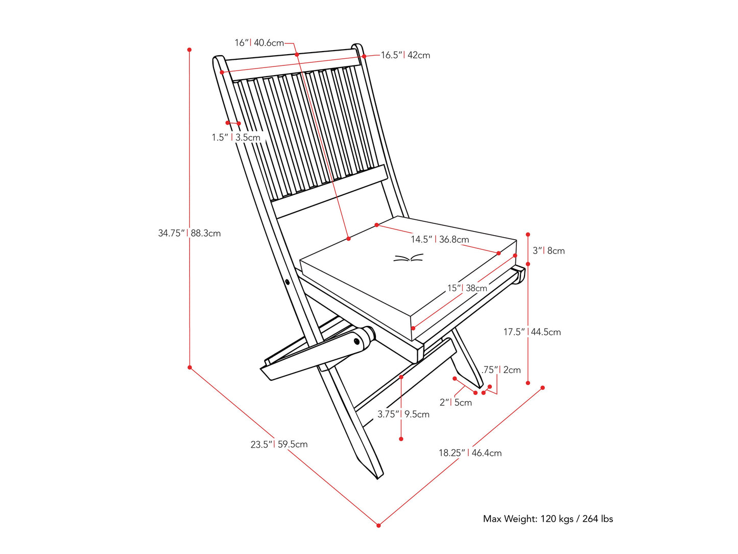 Set of 2 washed white outdoor wood folding chairs with slatted back and seat, featuring durable weather-resistant finish, ideal for patio or garden use.