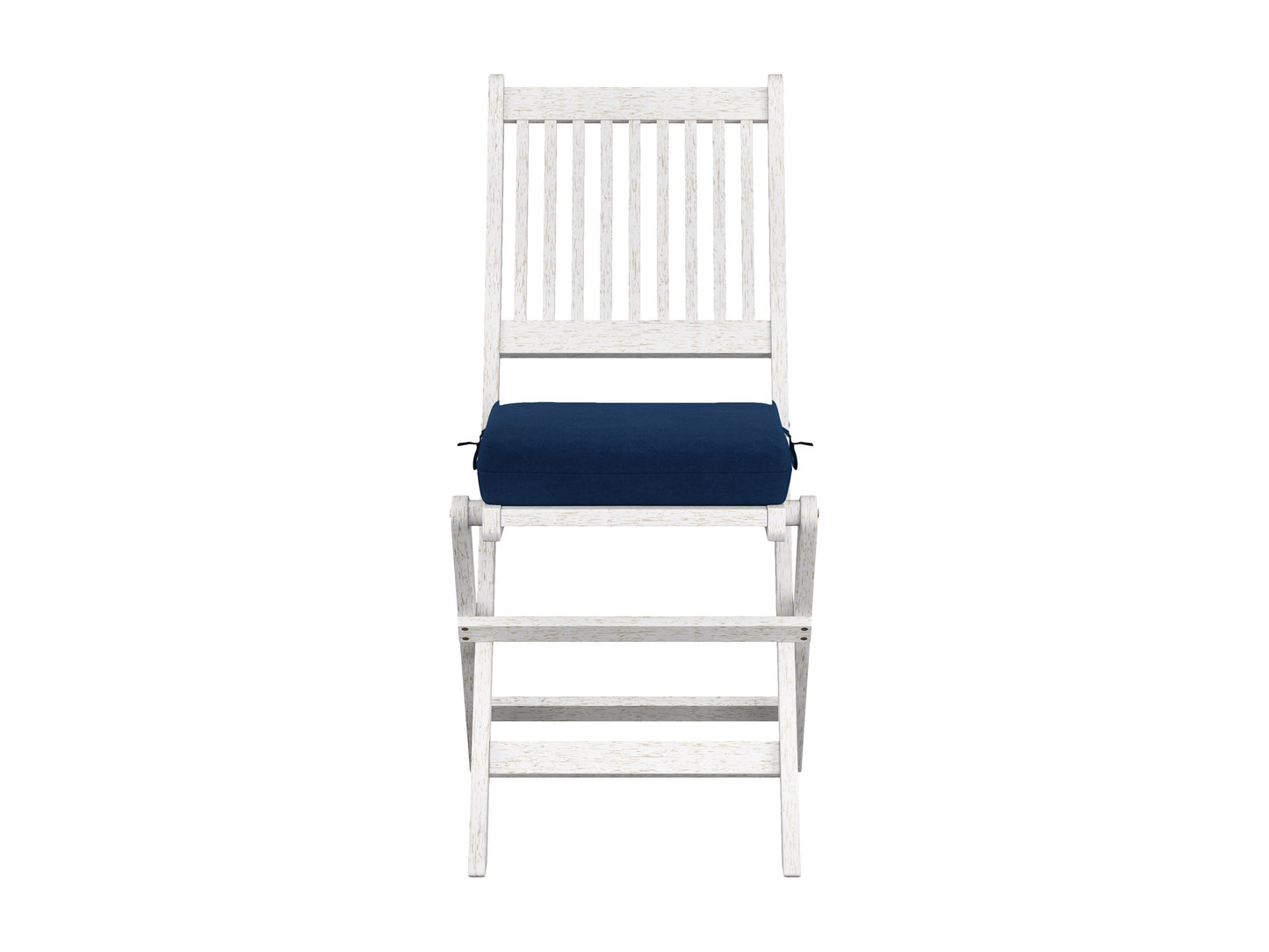 Set of 2 washed white outdoor wood folding chairs with slatted back and seat, featuring durable weather-resistant finish, ideal for patio or garden use.