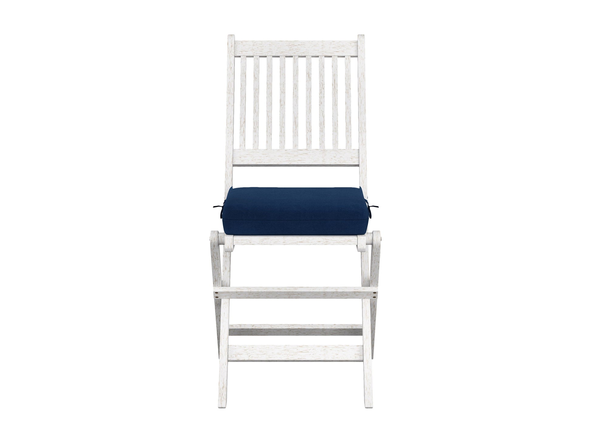 Set of 2 washed white outdoor wood folding chairs with slatted back and seat, featuring durable weather-resistant finish, ideal for patio or garden use.