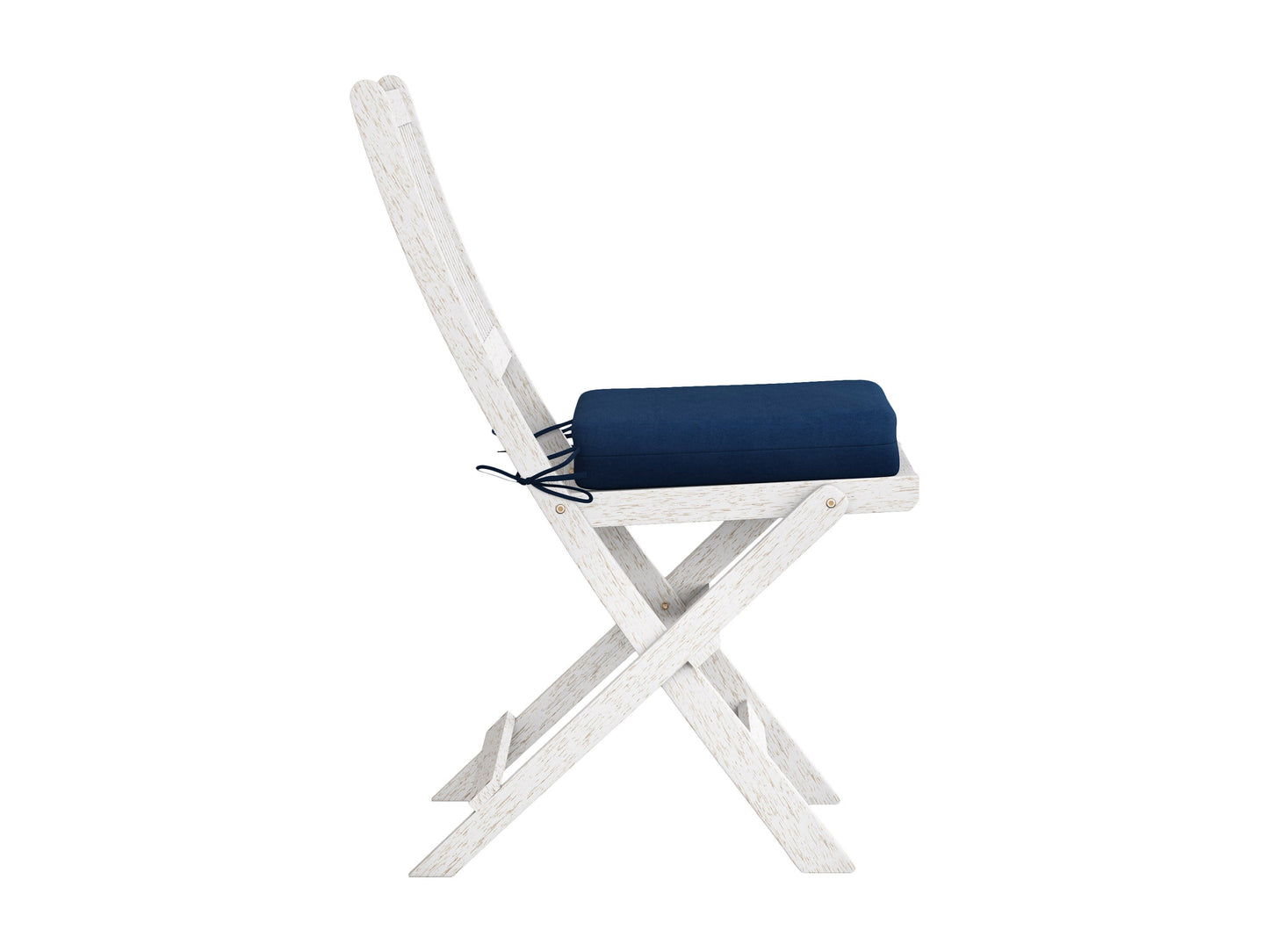 Set of 2 washed white outdoor wood folding chairs with slatted back and seat, featuring durable weather-resistant finish, ideal for patio or garden use.