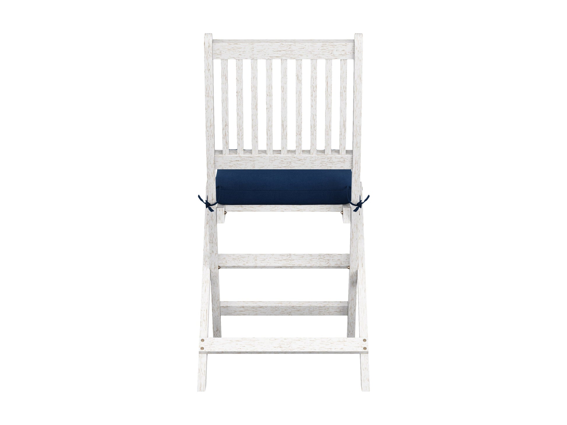 Set of 2 washed white outdoor wood folding chairs with slatted back and seat, featuring durable weather-resistant finish, ideal for patio or garden use.