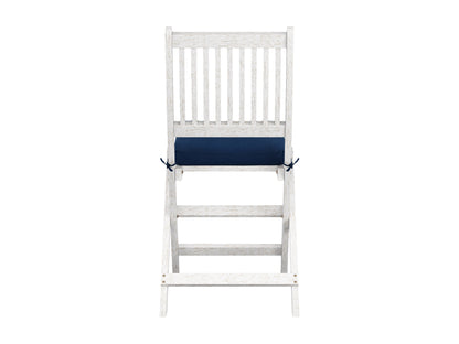 Set of 2 washed white outdoor wood folding chairs with slatted back and seat, featuring durable weather-resistant finish, ideal for patio or garden use.