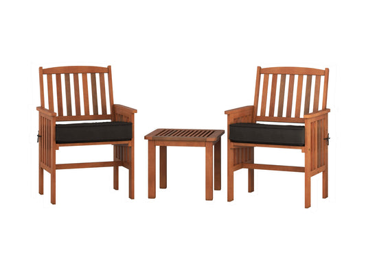 Brown wicker patio conversation set with beige cushions, glass-top table, and weather-resistant design.