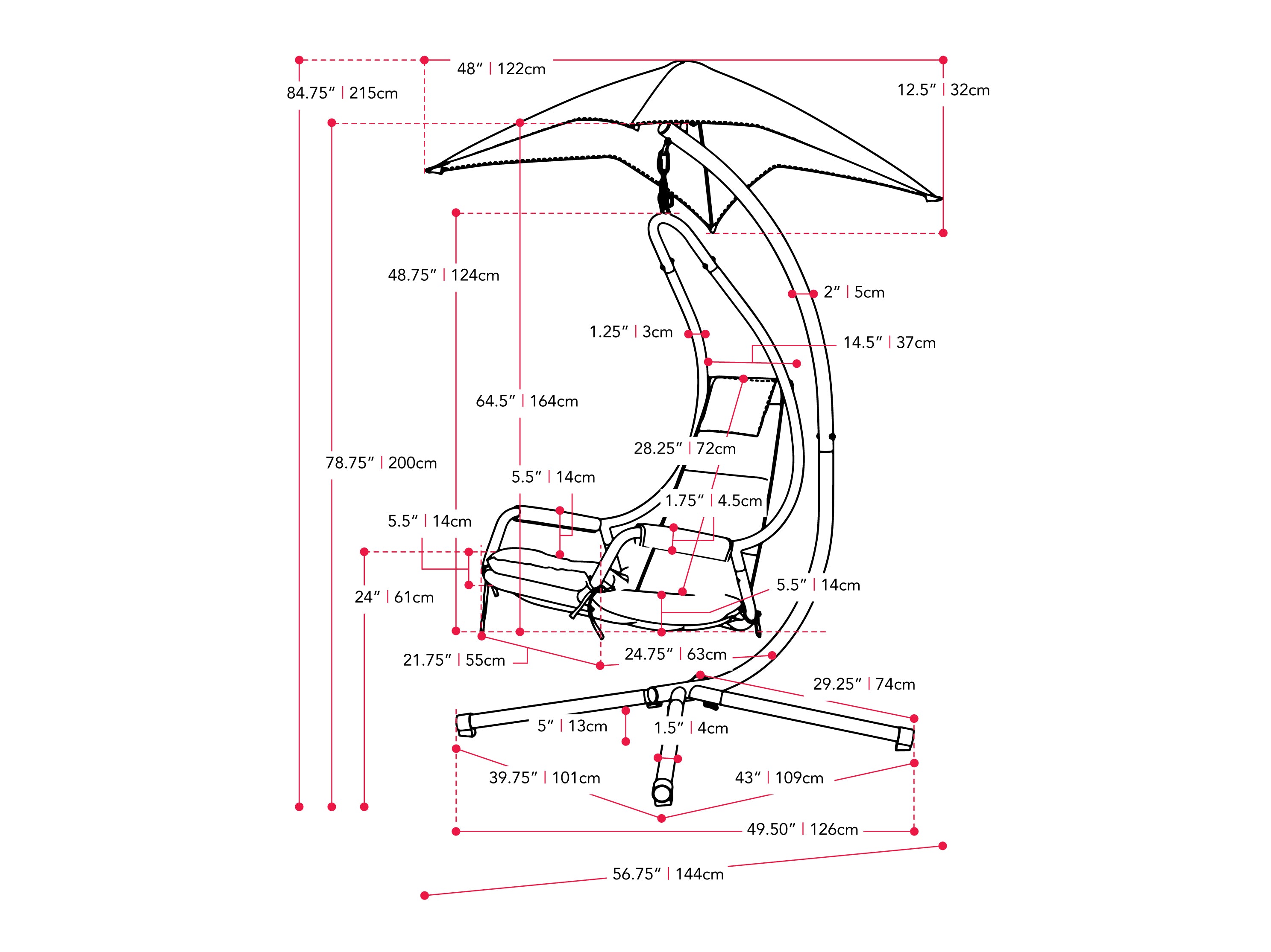 Light grey patio swing lounge chair with cushioned seat and backrest, sturdy metal frame, and adjustable canopy for shade. Ideal for outdoor relaxation and comfort in gardens or patios.