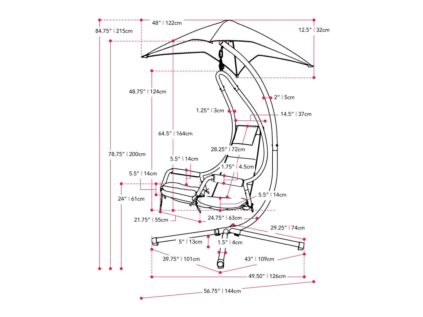 Light grey patio swing lounge chair with cushioned seat and backrest, sturdy metal frame, and adjustable canopy for shade. Ideal for outdoor relaxation and comfort in gardens or patios.