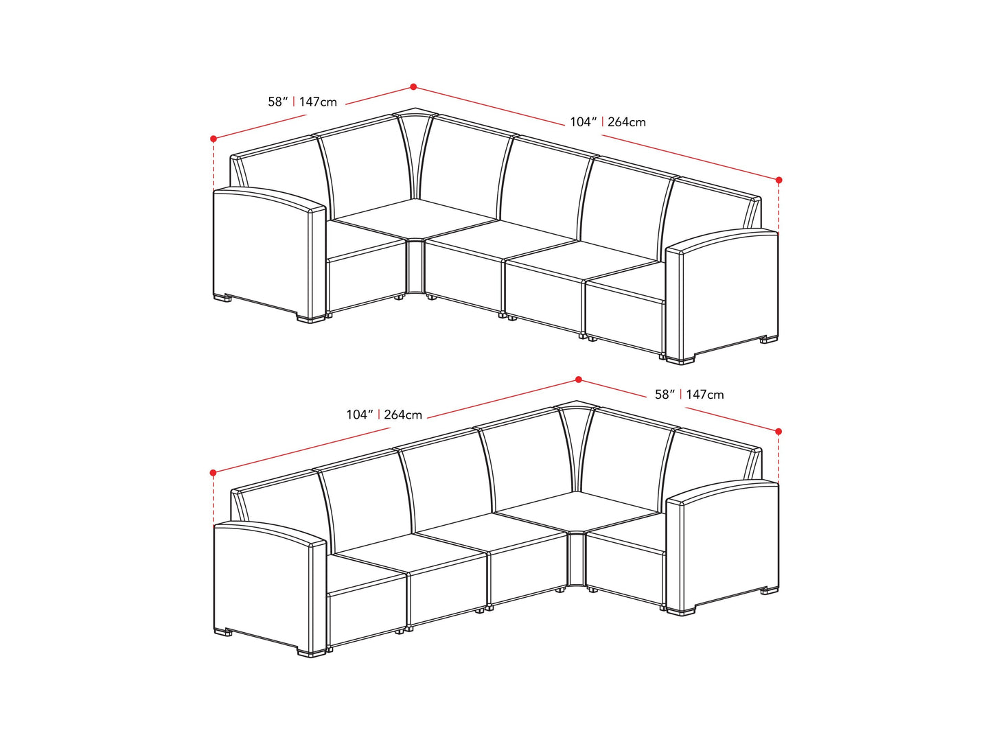 Black and grey outdoor wicker sectional set with six pieces, featuring a modern design, durable wicker material, comfortable grey cushions, and a modular layout perfect for patios and outdoor spaces.