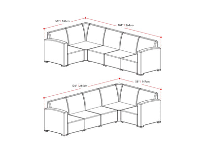 Black and blue outdoor wicker sectional set, 6-piece patio furniture featuring durable wicker material, plush blue cushions, and modular design for customizable seating arrangements in outdoor spaces.