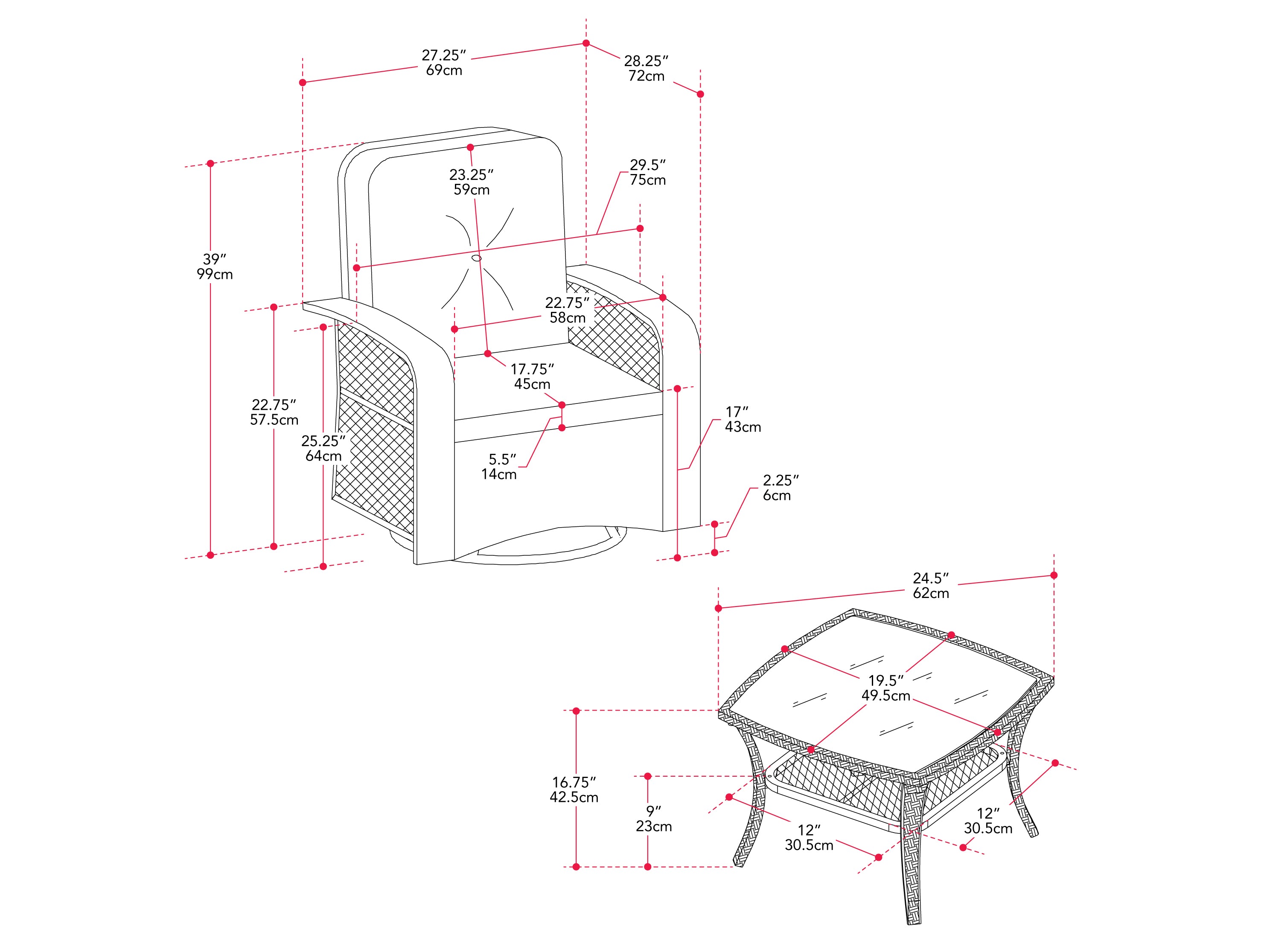 Grey swivel patio chairs set, 3-piece, featuring durable metal frames, comfortable cushions, and a matching side table. Ideal for outdoor use, the set offers a modern design with weather-resistant materials.