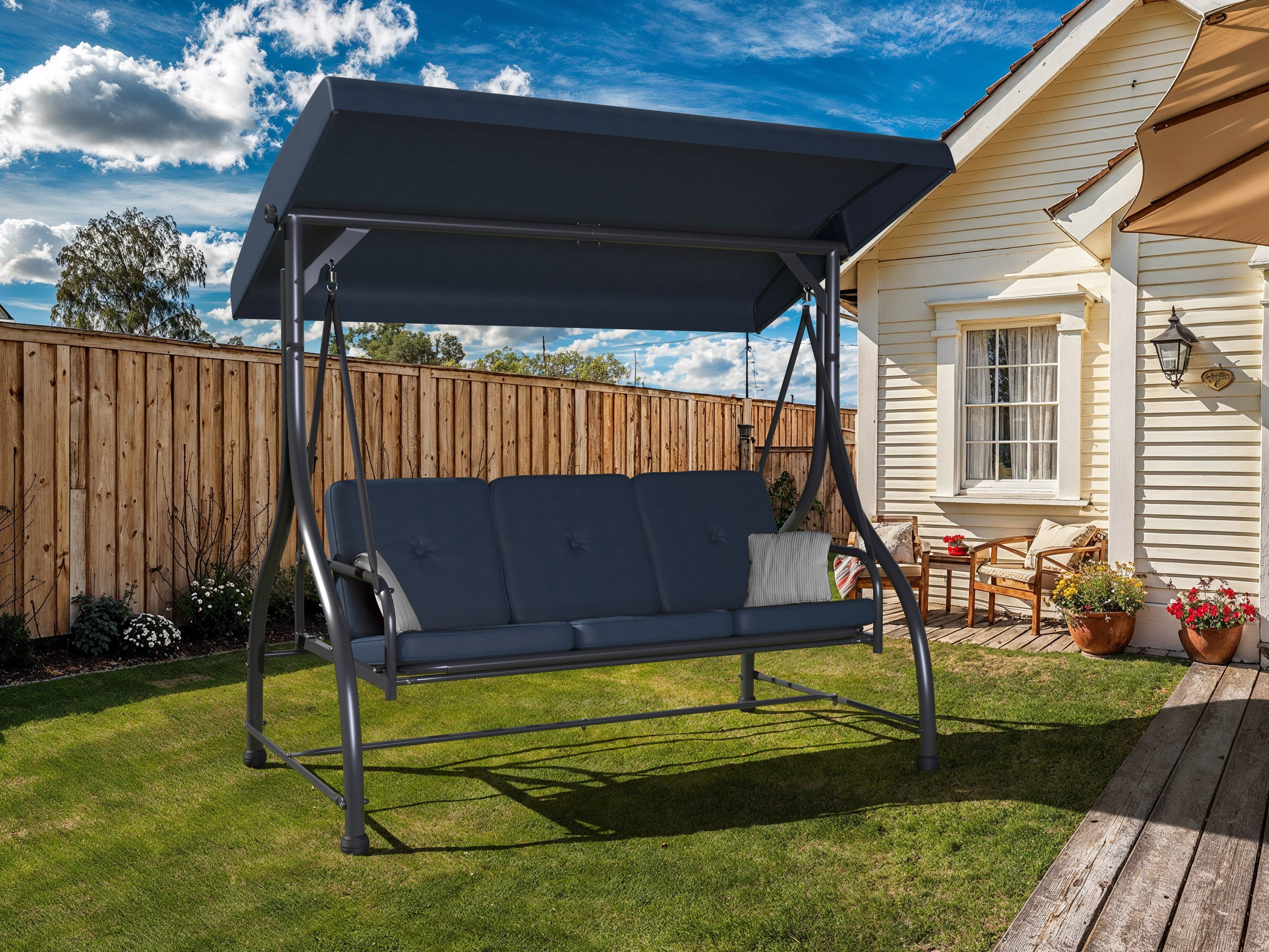 2 1 Patio Swing with Canopy CorLiving Furniture Canada