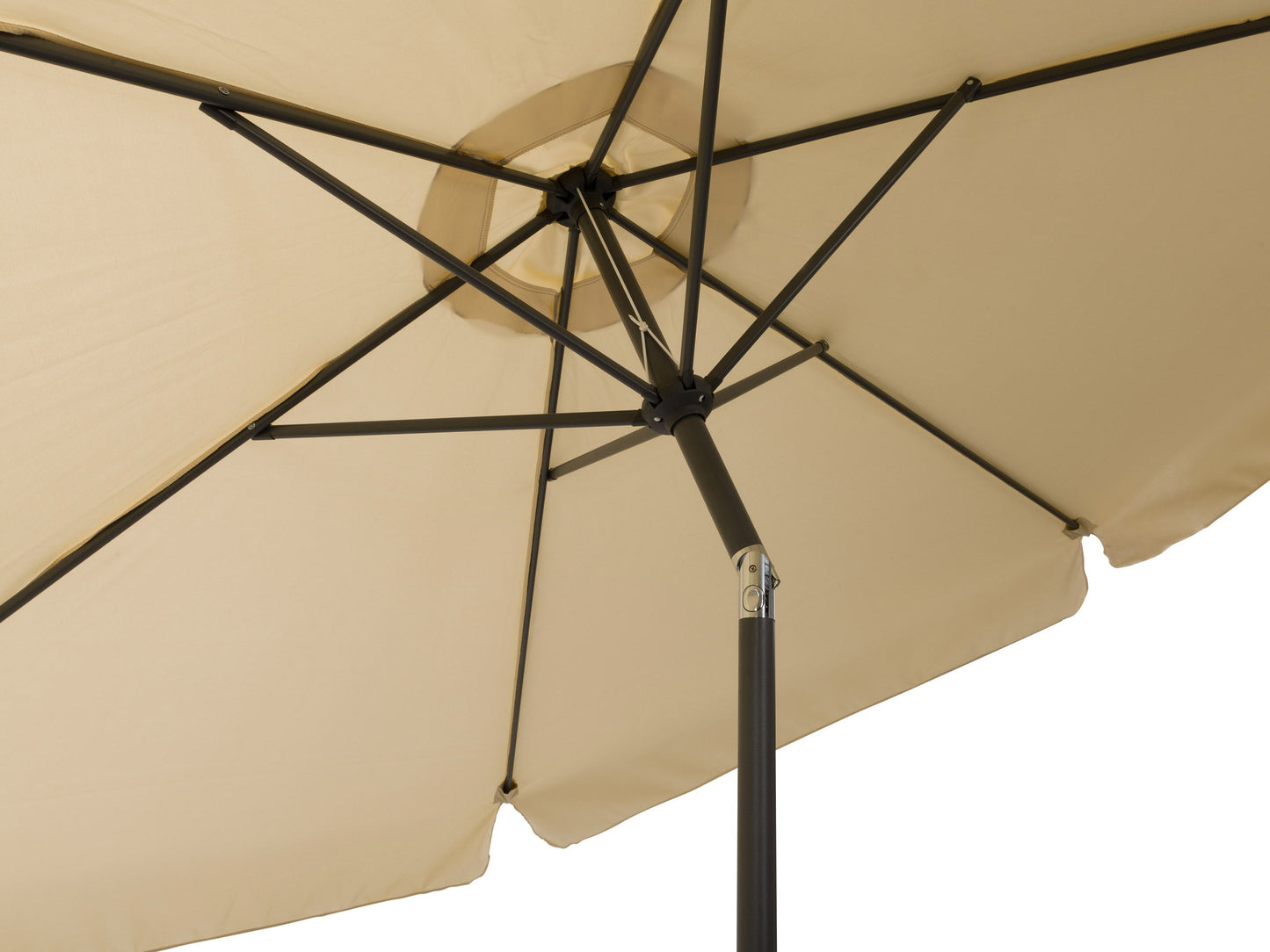 10ft round tilting patio umbrella in warm white, featuring a sturdy aluminum frame, UV-resistant fabric, and easy crank lift system, perfect for outdoor garden or patio shade.