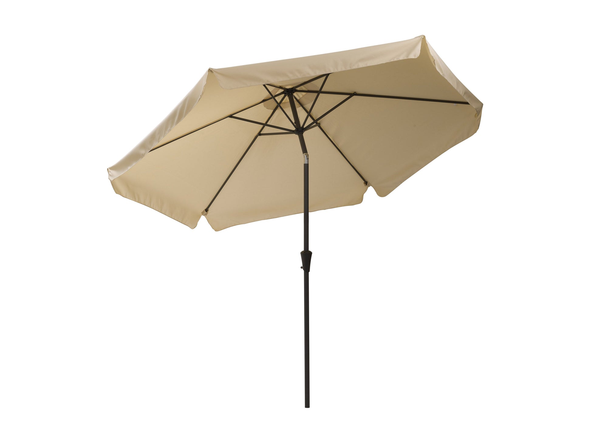 10ft round tilting patio umbrella in warm white, featuring a sturdy aluminum frame, UV-resistant fabric, and easy crank lift system, perfect for outdoor garden or patio shade.