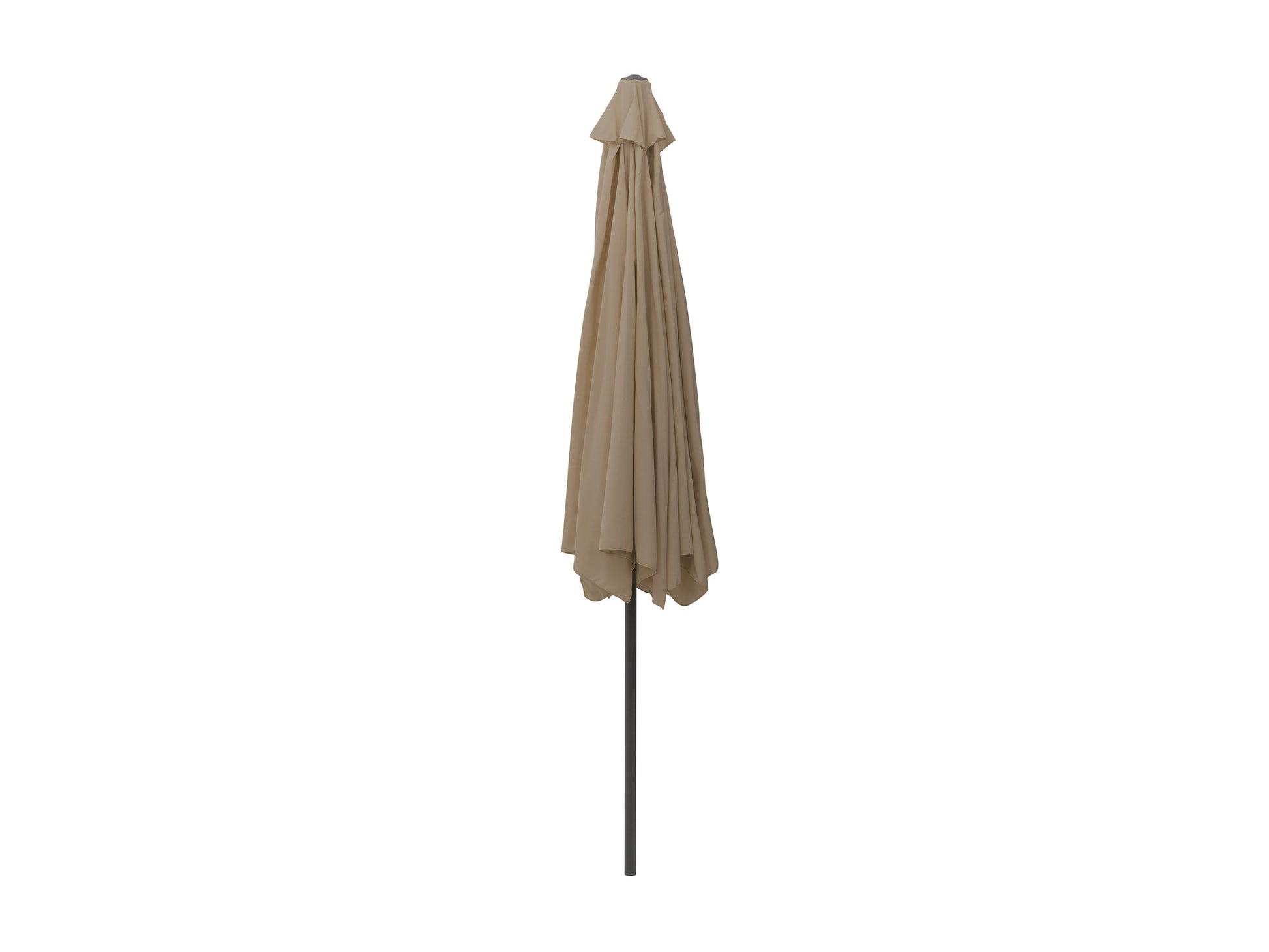 Brown 10ft round patio umbrella with tilting feature, sturdy aluminum pole, and weather-resistant fabric, perfect for outdoor garden or deck shade.