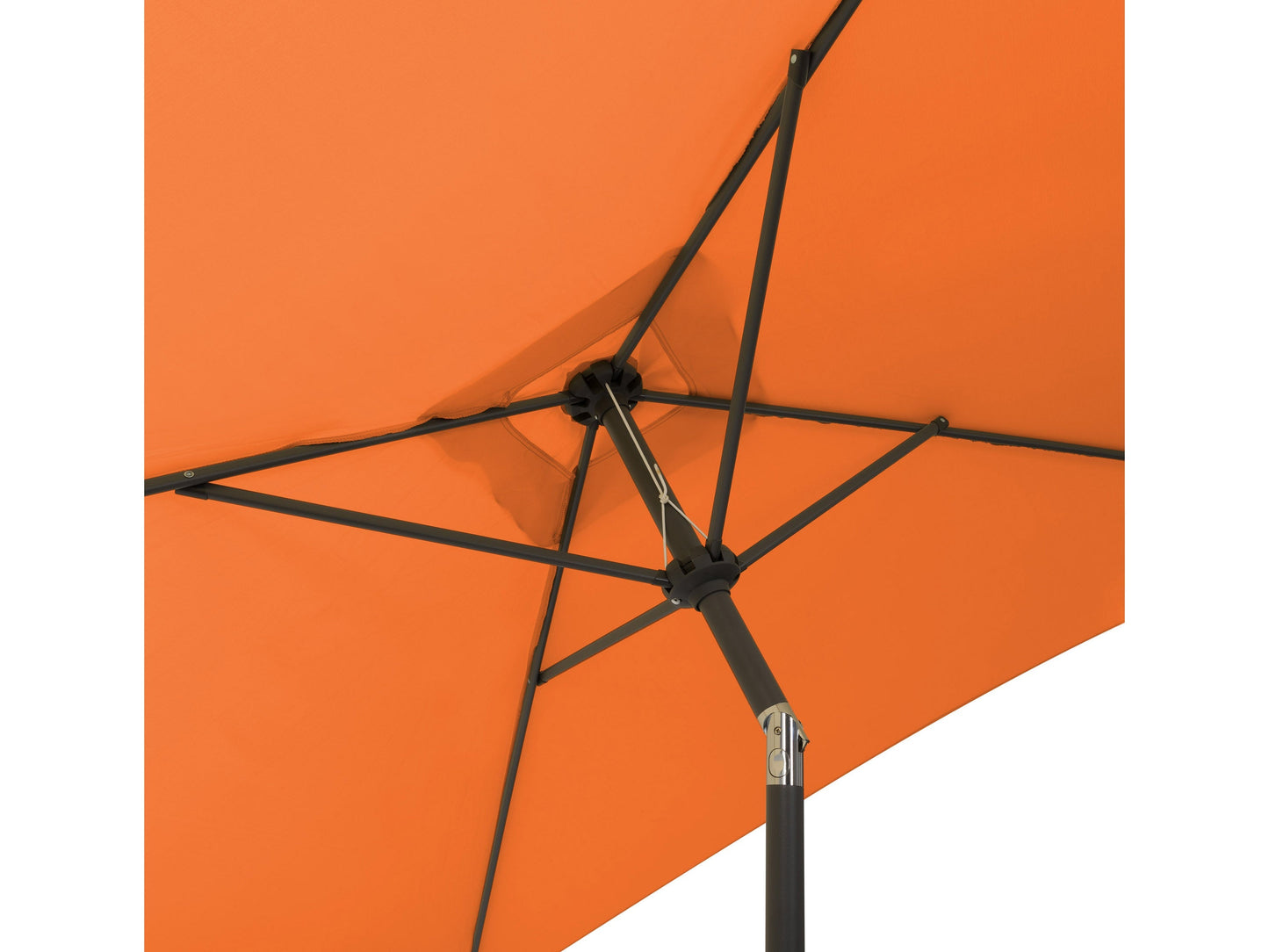 Bright orange 9ft square patio umbrella with tilting feature, sturdy metal pole, and weather-resistant fabric, perfect for outdoor shade on patios, decks, and gardens.