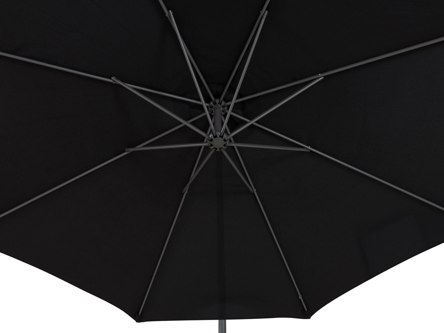 9.5ft tilting offset patio umbrella with black canopy, sturdy aluminum frame, and crank lift system, perfect for outdoor shade on patios or decks.