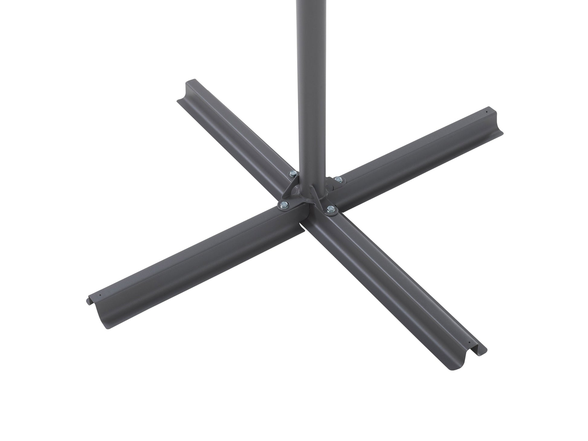 9.5ft tilting offset patio umbrella with black canopy, sturdy aluminum frame, and crank lift system, perfect for outdoor shade on patios or decks.