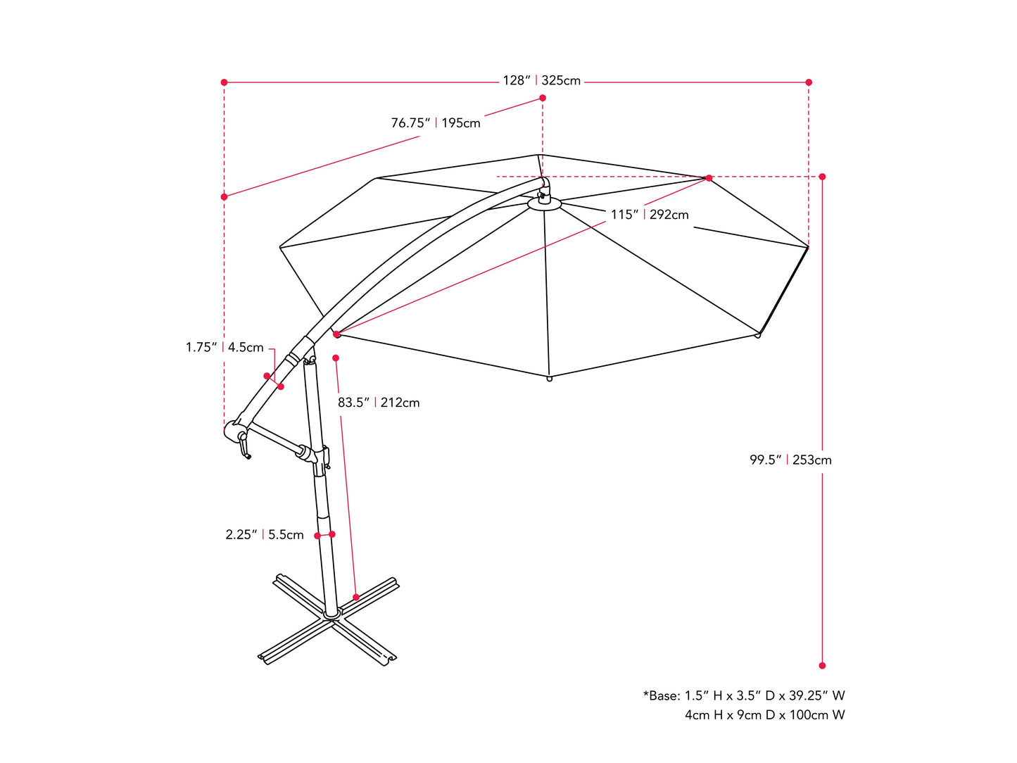 Brown 9.5ft tilting offset patio umbrella with durable polyester canopy, aluminum pole, and crank lift system for easy adjustment, perfect for providing shade in outdoor spaces.