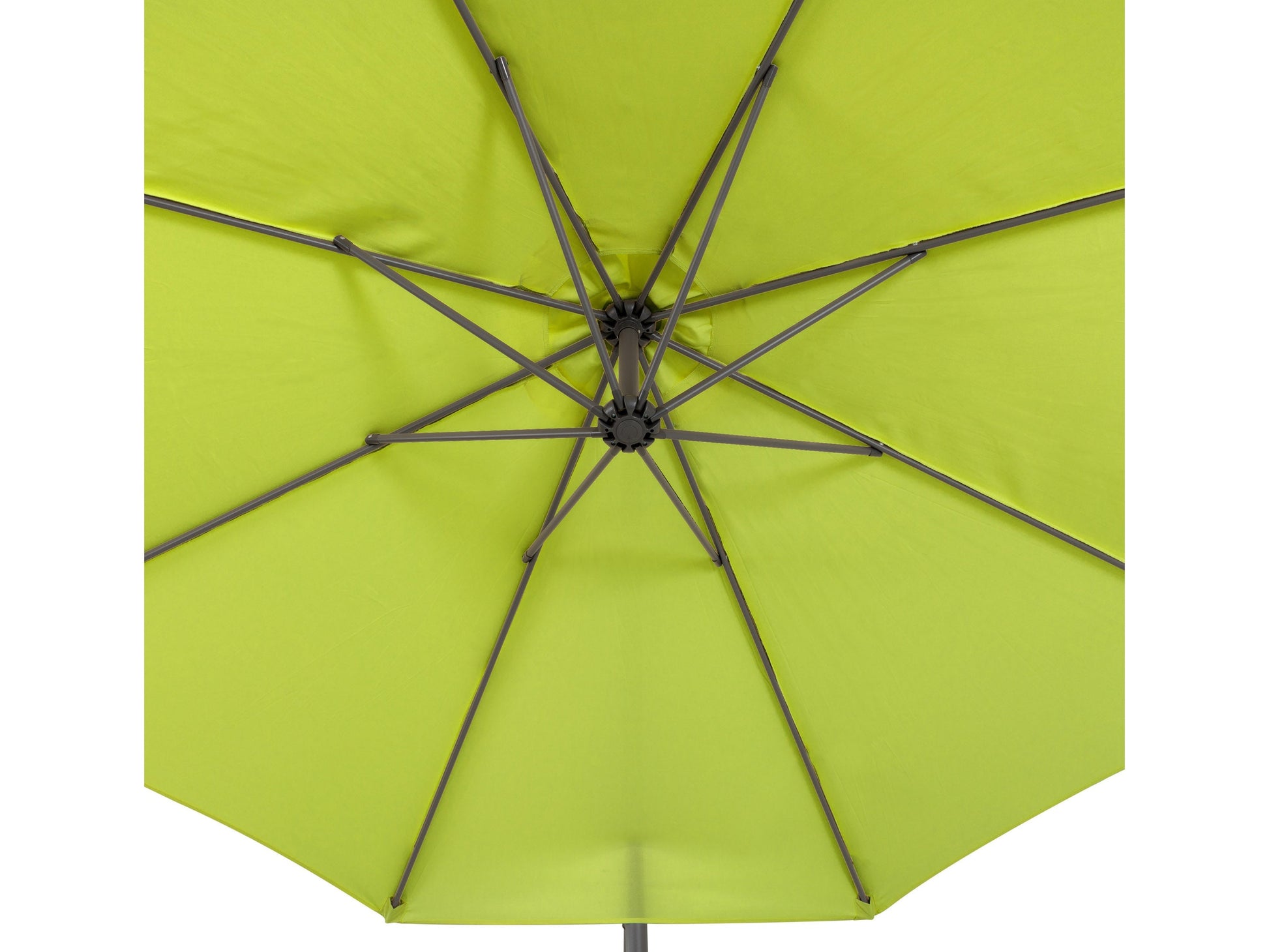 Lime green 9.5ft tilting offset patio umbrella with a durable aluminum frame, crank lift system, and adjustable canopy for optimal shade. Ideal for outdoor settings like patios, gardens, and poolside areas.