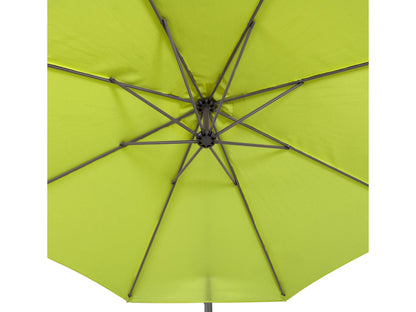 Lime green 9.5ft tilting offset patio umbrella with a durable aluminum frame, crank lift system, and adjustable canopy for optimal shade. Ideal for outdoor settings like patios, gardens, and poolside areas.