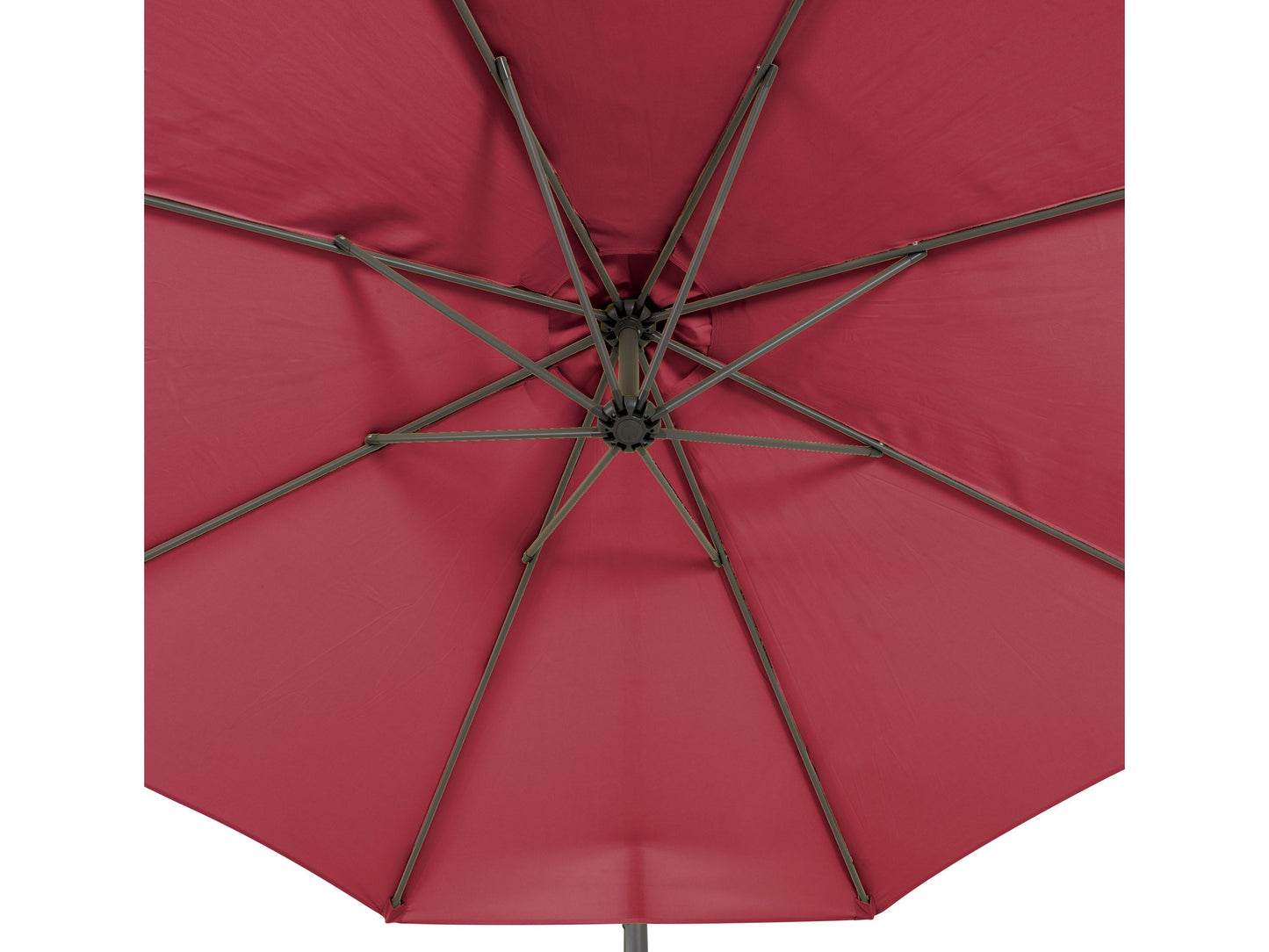 Wine red 9.5ft tilting offset patio umbrella with durable aluminum frame, crank lift system, and UV-resistant fabric for outdoor shade. Ideal for patios, gardens, and poolside areas.