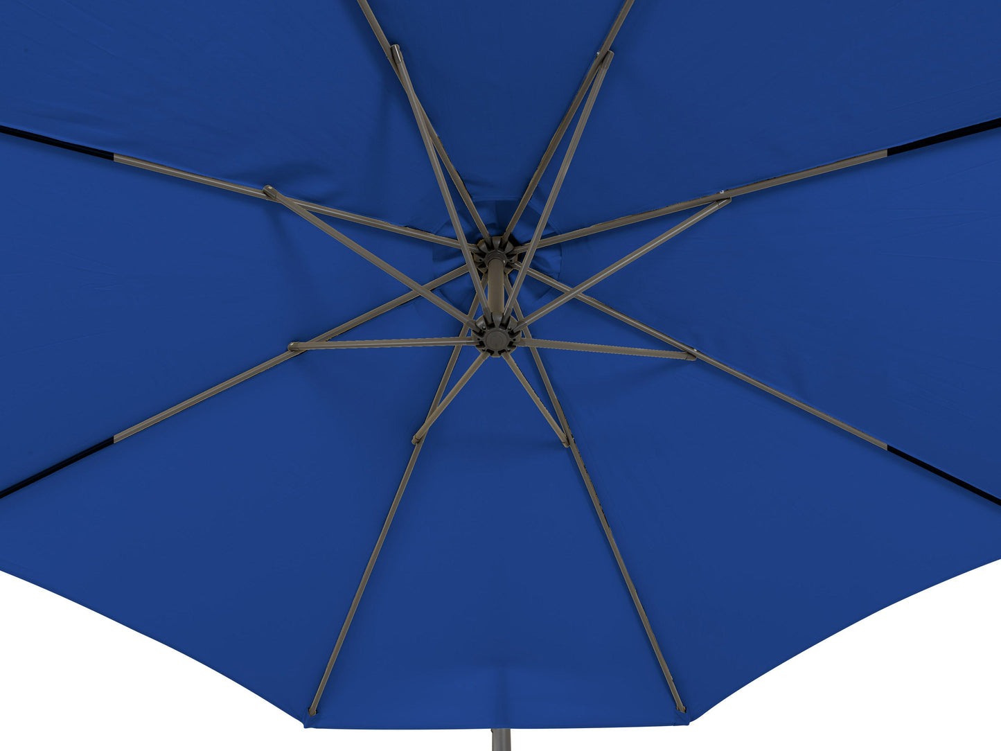 9.5ft cobalt blue tilting offset patio umbrella with durable aluminum frame, crank lift, and vented canopy for optimal shade and airflow in outdoor settings.