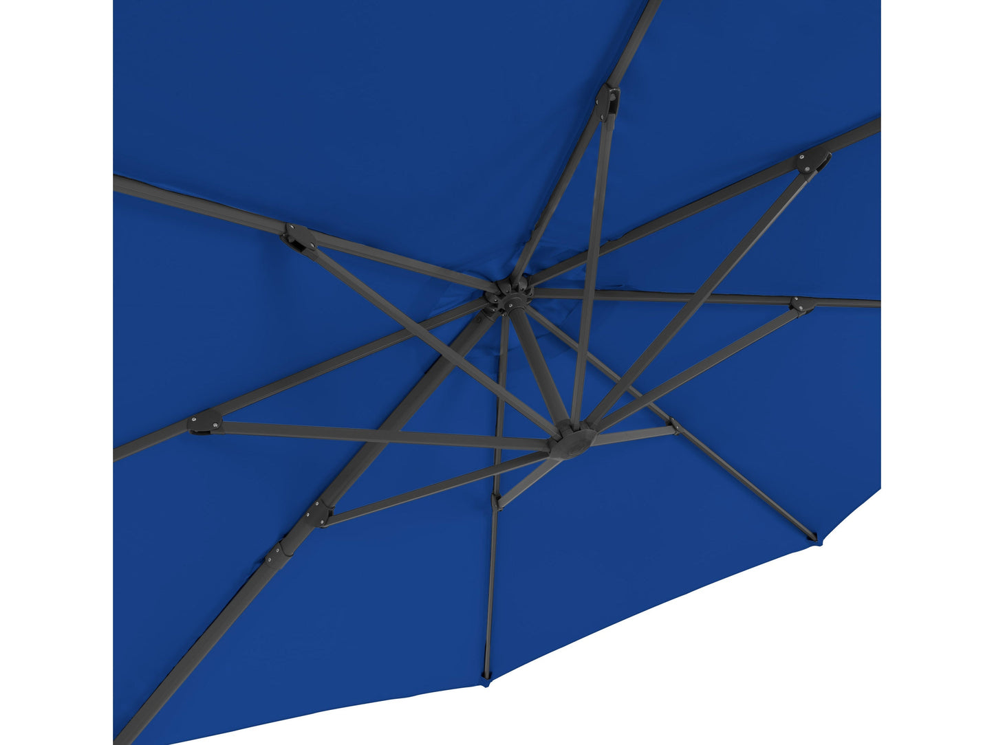 Alt Tag: Cobalt blue 11.5ft deluxe offset patio umbrella with sturdy metal frame, adjustable tilt, and UV-resistant fabric for outdoor shade.