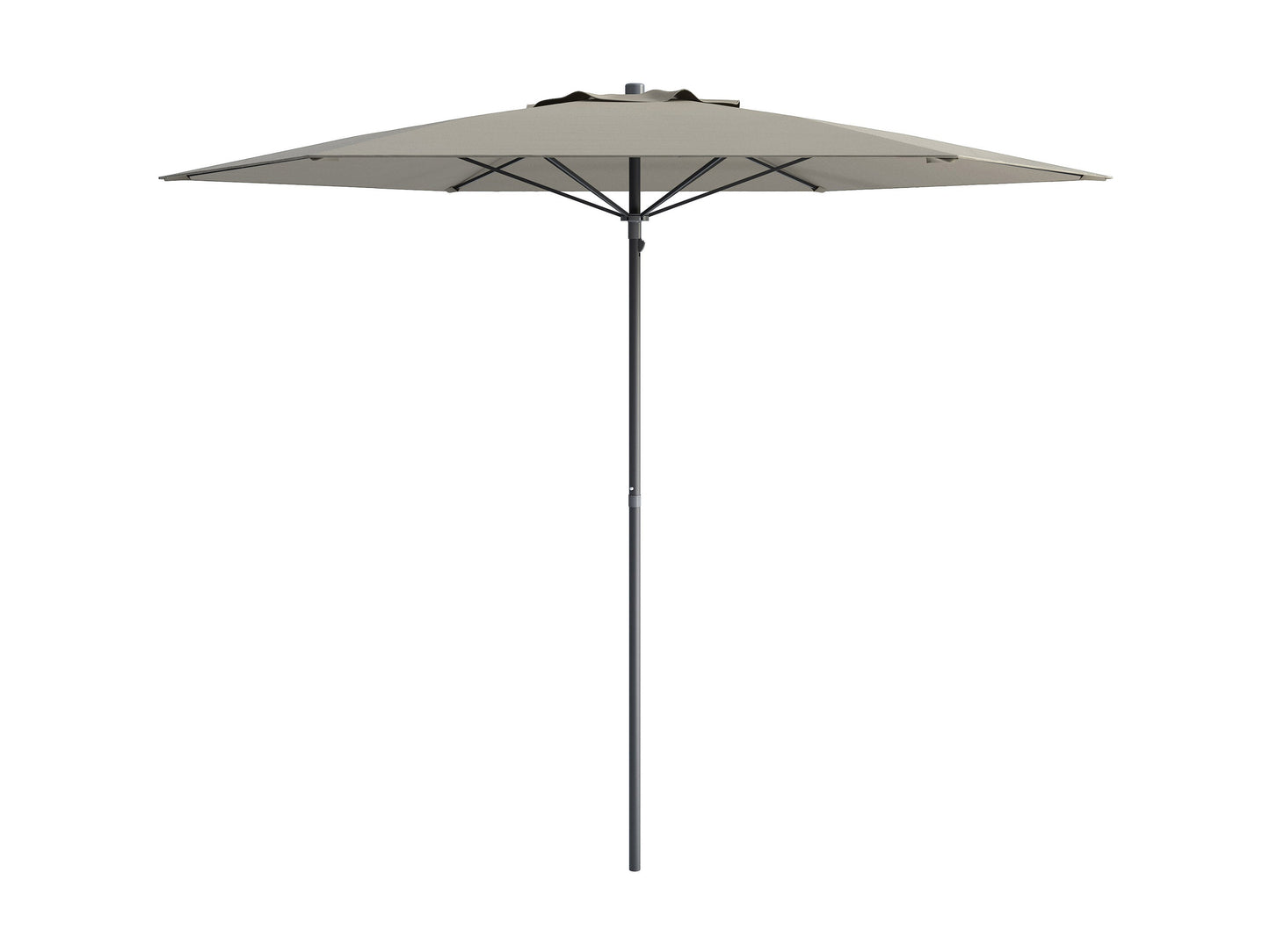 Alt Text: Sandy grey 7.5ft beach umbrella with sturdy pole, tilt mechanism, and UV-resistant fabric, perfect for outdoor shade at the beach or patio.