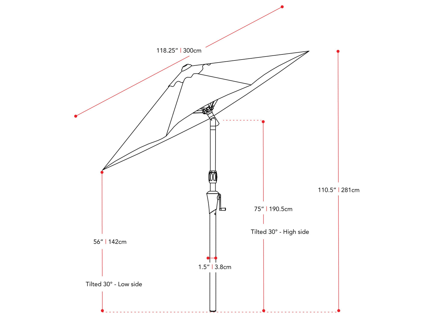 10ft black patio umbrella with wind-resistant design, featuring a sturdy metal frame, durable fabric canopy, and easy crank lift system. Perfect for outdoor shade and protection from the sun.