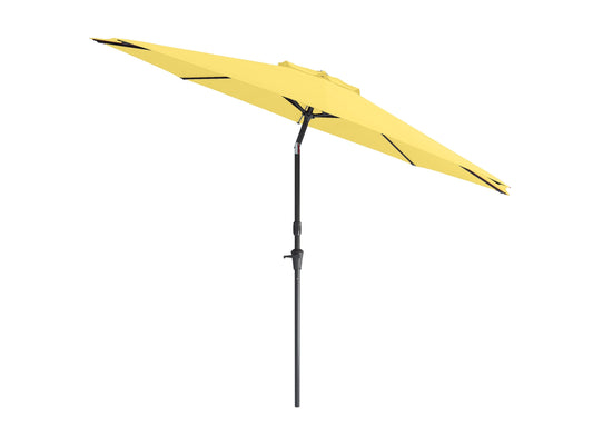 Yellow 10ft patio umbrella with wind-resistant design, sturdy aluminum pole, and UV-protective fabric, perfect for outdoor shade in gardens, patios, and decks.