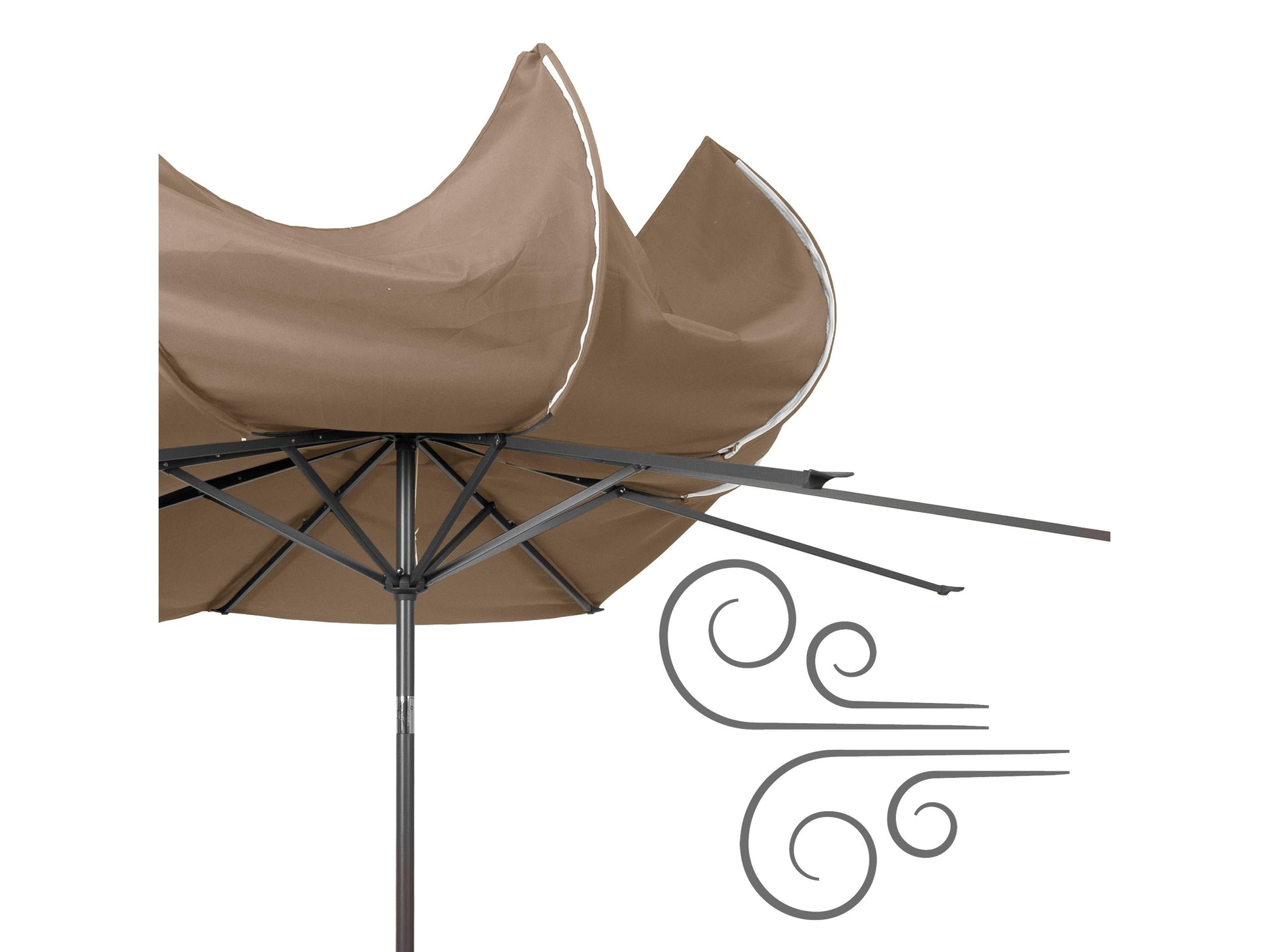 10ft wind-resistant patio umbrella in sandy brown with sturdy aluminum frame, crank lift system, and UV-resistant fabric, perfect for outdoor spaces like patios, gardens, and decks.