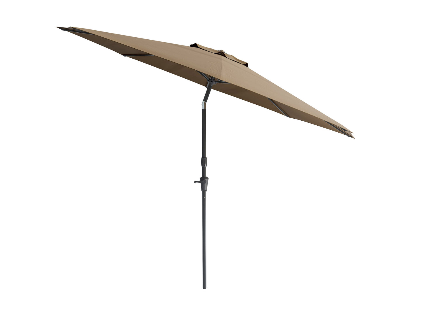 10ft wind-resistant patio umbrella in sandy brown with sturdy aluminum frame, crank lift system, and UV-resistant fabric, perfect for outdoor spaces like patios, gardens, and decks.