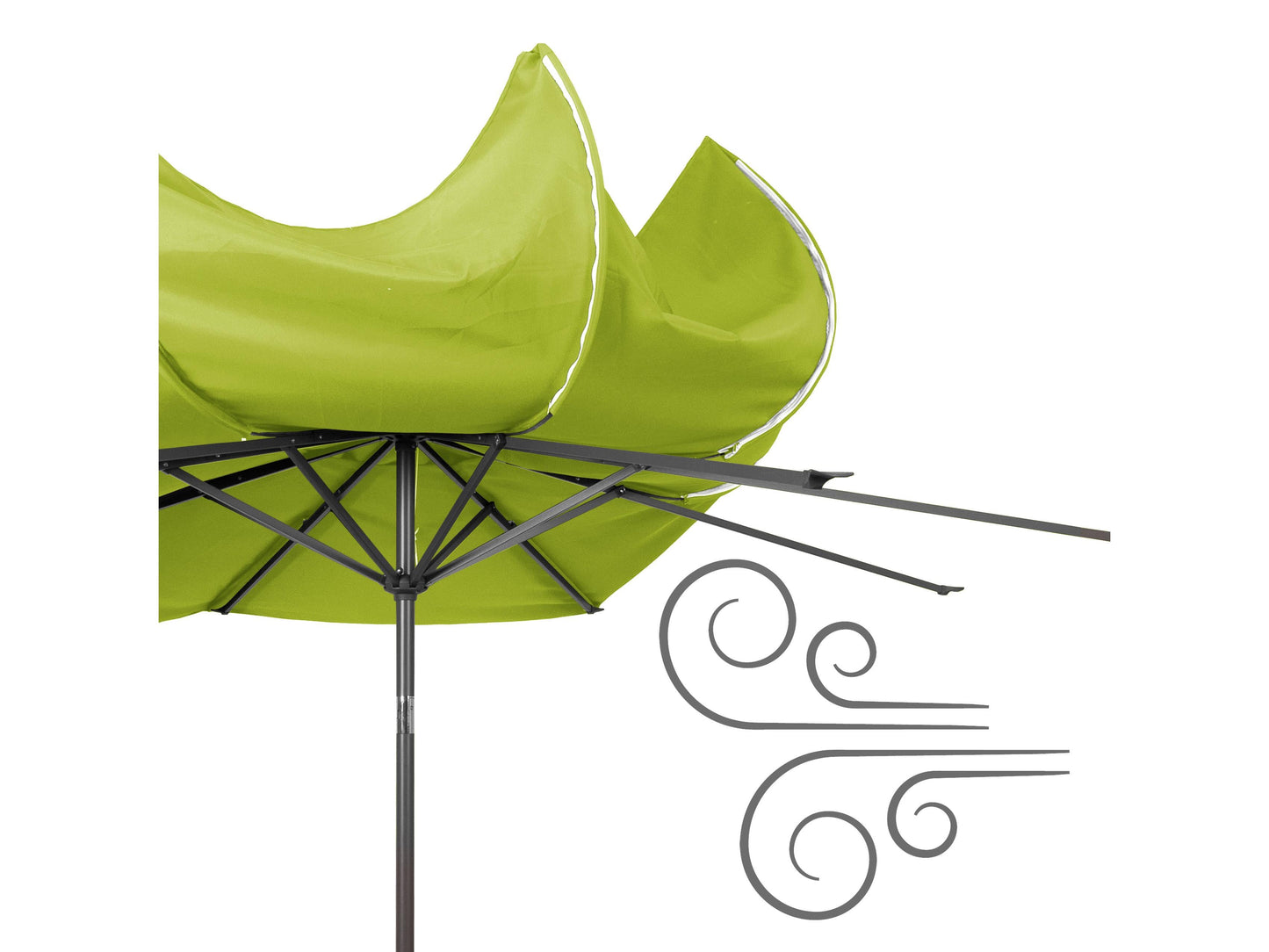 Lime green 10ft wind-resistant patio umbrella with sturdy aluminum pole, crank lift system, and UV-resistant fabric for outdoor shade and durability.