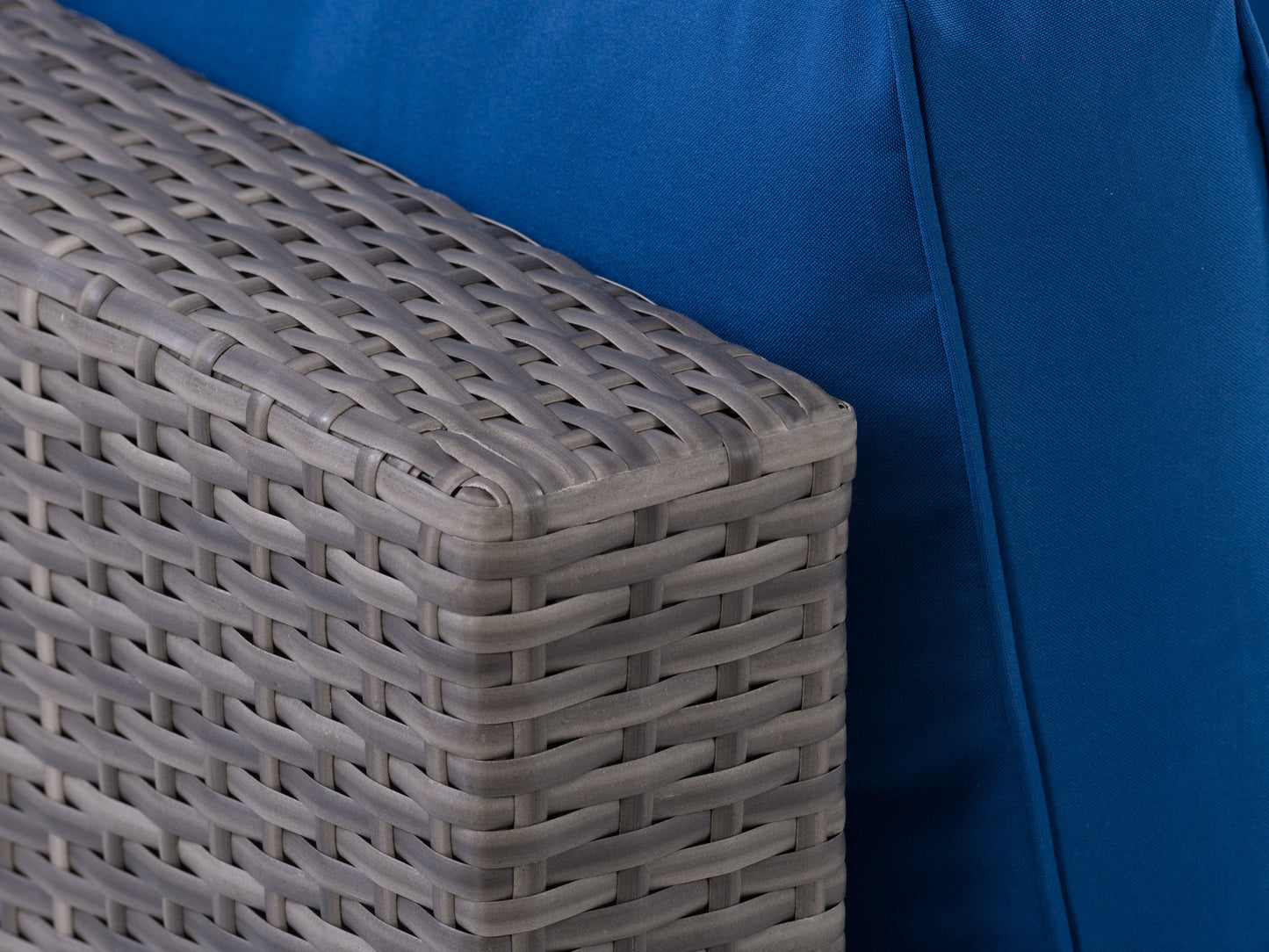 blended grey weave and oxford blue Outdoor Wicker Sofa, 3pc Parksville Collection detail image by CorLiving#color_blended-grey-weave-and-oxford-blue