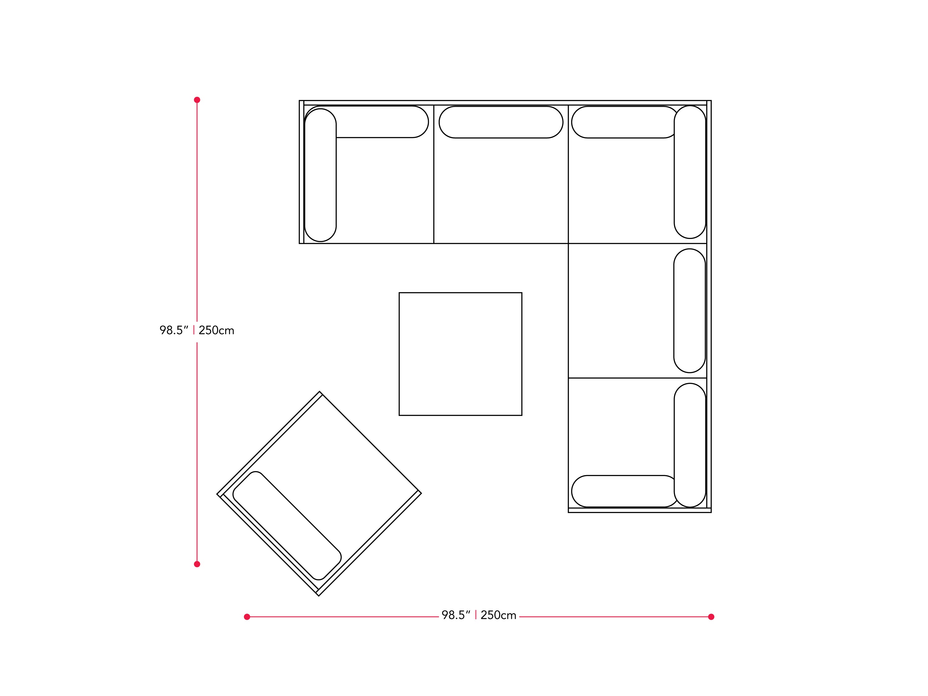 Black and grey L-shaped outdoor patio sectional, 7-piece set with weather-resistant cushions, sleek aluminum frame, and modern design perfect for garden or deck seating.