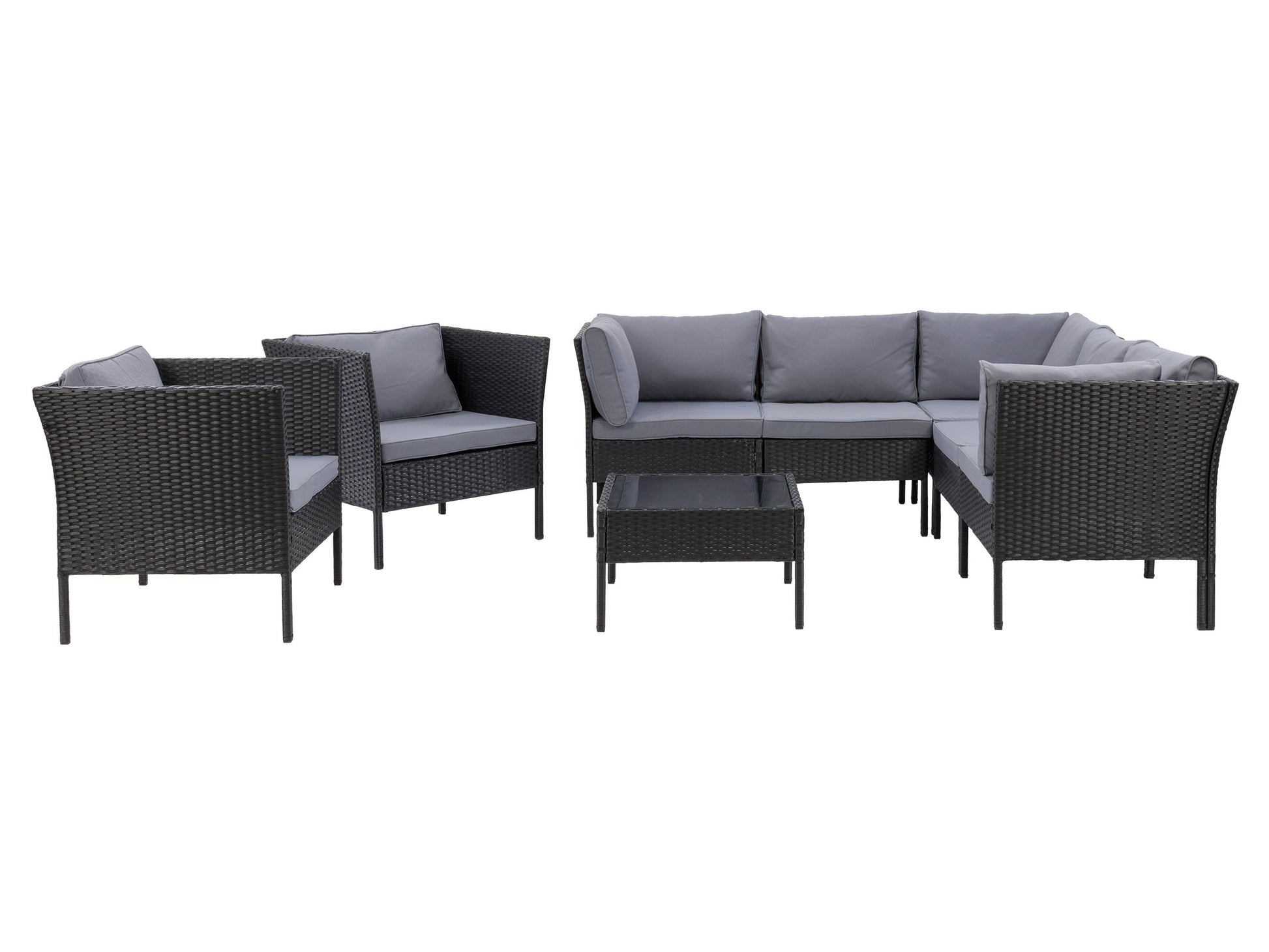 **Alt Tag:**

"8-piece black and grey L-shaped outdoor patio sectional with plush cushions, sleek metal frame, and weather-resistant fabric, perfect for modern outdoor lounging and entertaining."