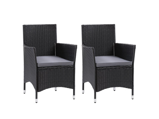 black and grey Wicker Armchair, Set of 2 Parksville Collection product image by CorLiving#color_black-and-grey