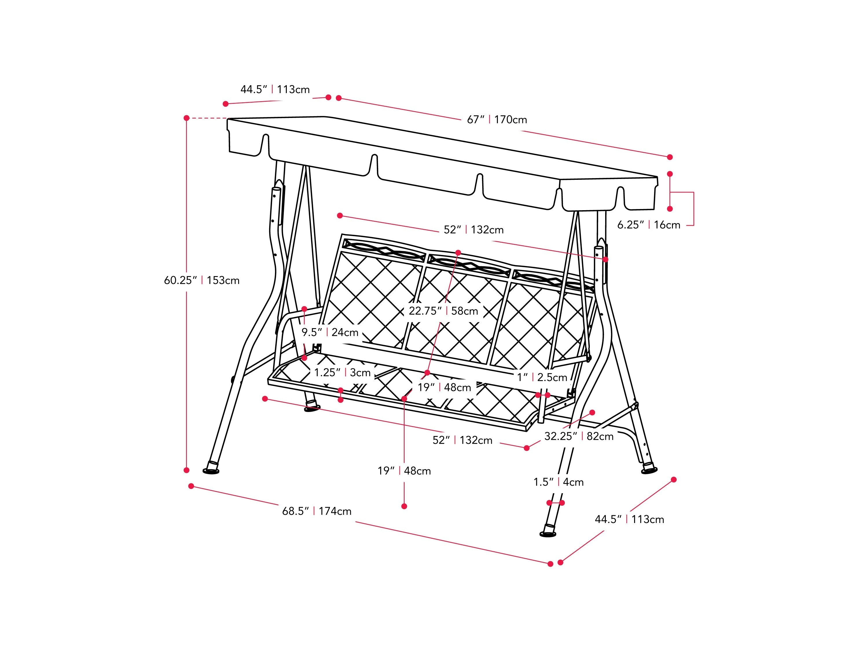 Grey patio swing with canopy, featuring a sturdy metal frame, comfortable cushioned seats, and weather-resistant fabric. Ideal for outdoor relaxation in gardens, patios, or backyards.