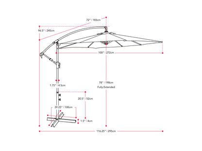 Taupe 9ft cantilever patio umbrella with tilting feature, sturdy aluminum frame, and UV-resistant canopy. Ideal for outdoor spaces, providing adjustable shade and protection from the sun.