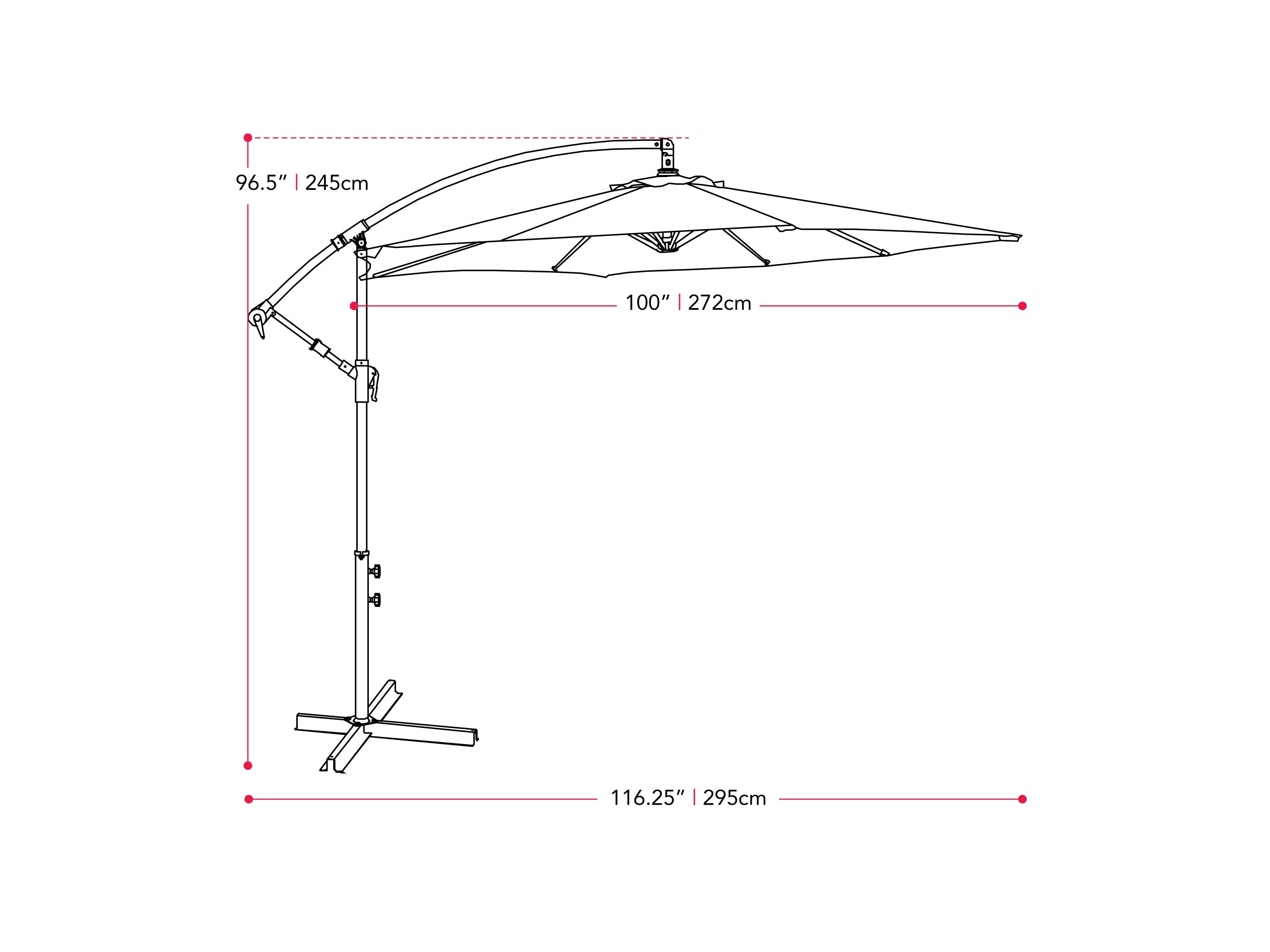 Taupe 9ft cantilever patio umbrella with tilting feature, sturdy aluminum frame, and UV-resistant canopy. Ideal for outdoor spaces, providing adjustable shade and protection from the sun.