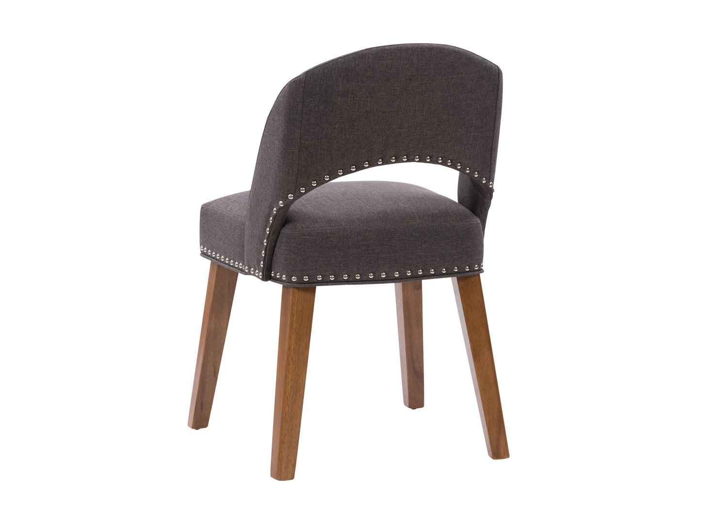 Dark grey mid-century dining chairs set of 2 with wooden legs, upholstered seats, and curved backrests, ideal for modern dining rooms and kitchens.