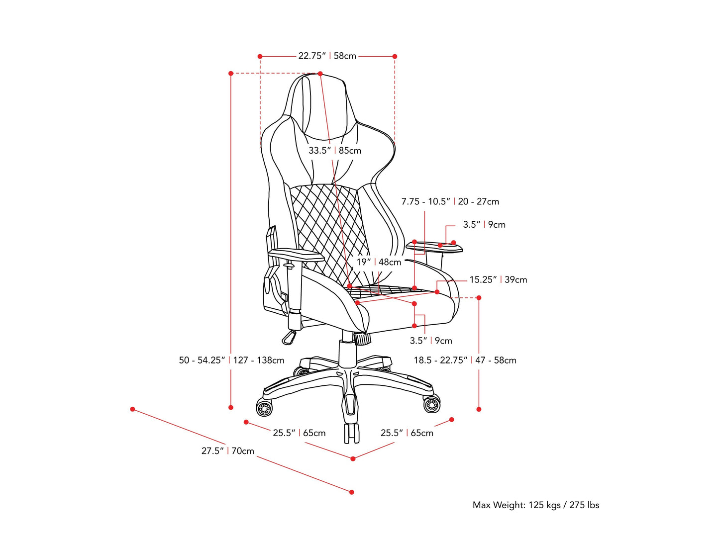 Black and white gaming reclining chair with ergonomic design, padded armrests, adjustable headrest, and lumbar support, made of faux leather with a sleek, modern look ideal for long gaming sessions.