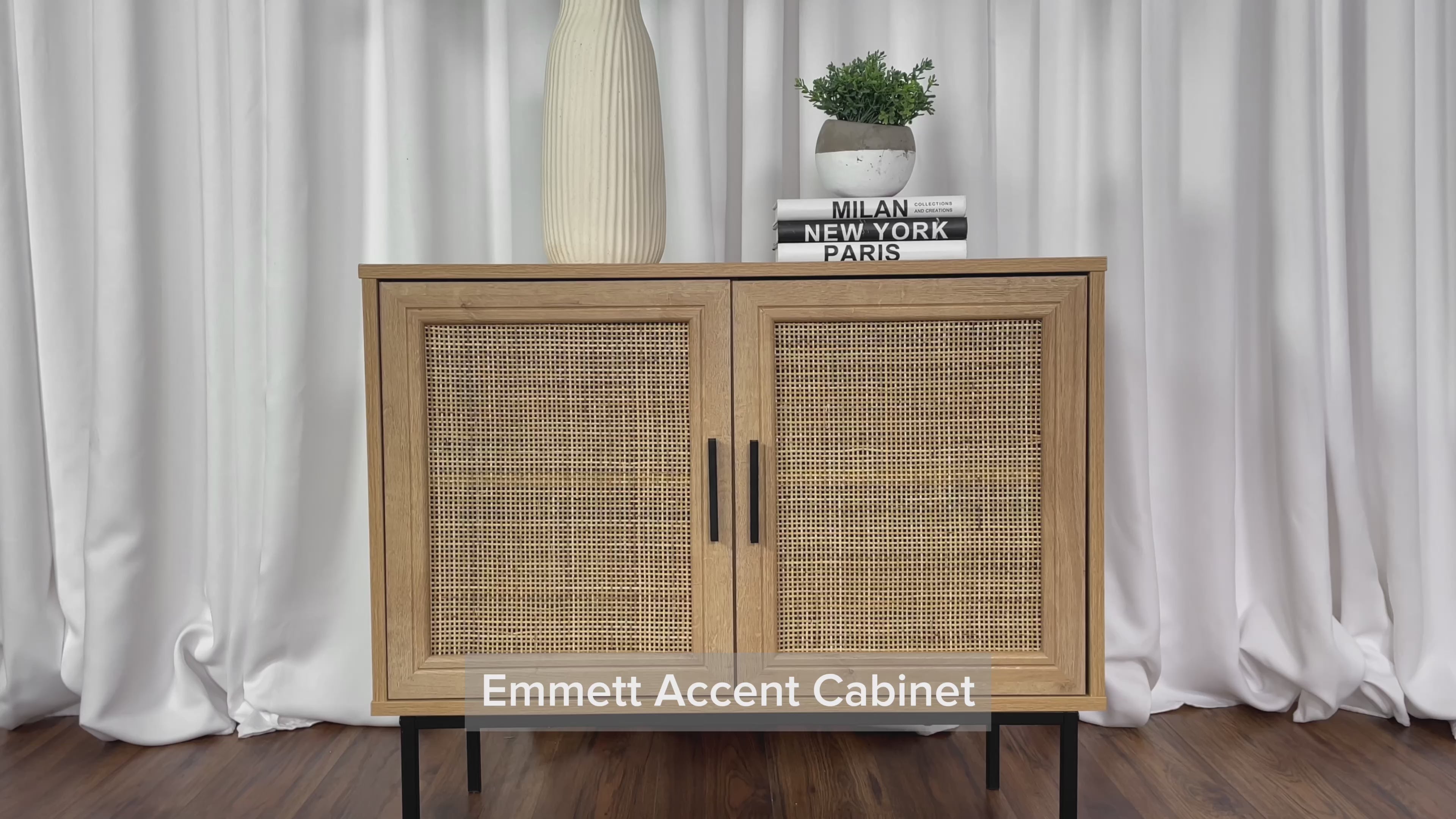 Load video: Emmett Black Accent Cabinet Product Video