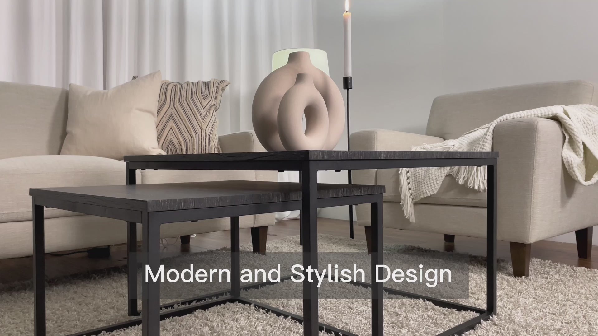 Load video: Fort Worth Brown Wood Square Nesting Coffee Tables Product Video